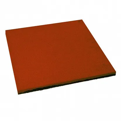 Резиновая плитка Квадрат 500x500x30 мм Ровное основание красная (терракотовая)
